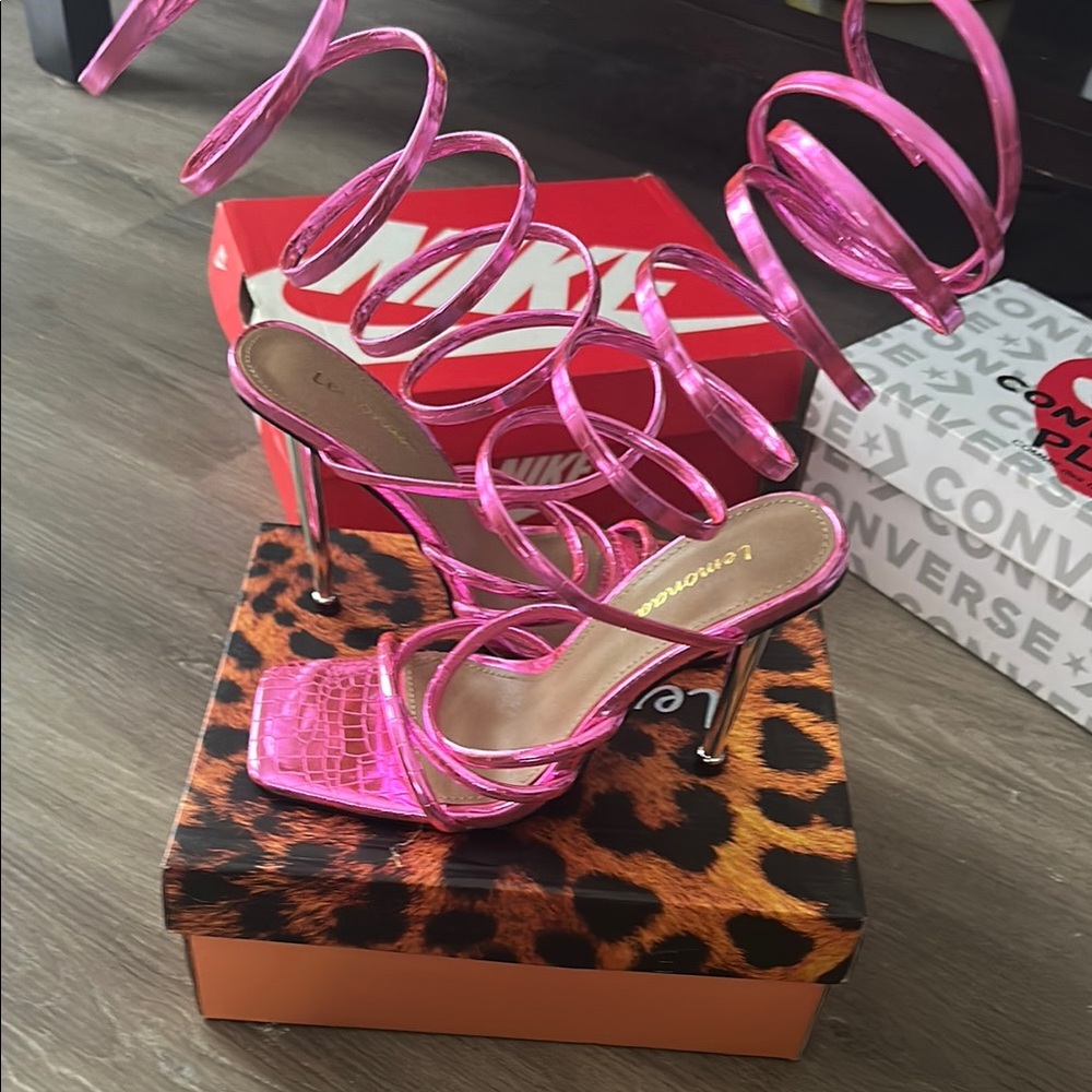 Lemon Vibrant Pink Spiral Heels